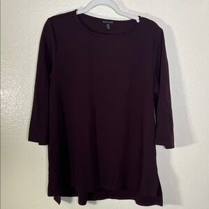 Eileen Fisher Deep Burgundy 1/4 Sleeve Top size L